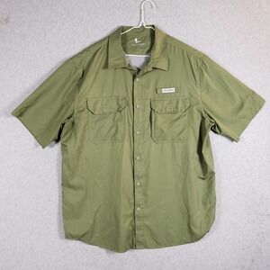 Field & Stream Mens Green Short Sleeve Button Up Shirt XL Pockets Vented